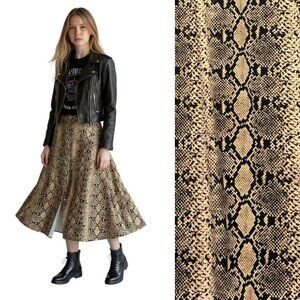 Zara Snake Print Midi Skirt A-Line Grunge Y2K Glamcore Modern Boho Edgy Size M